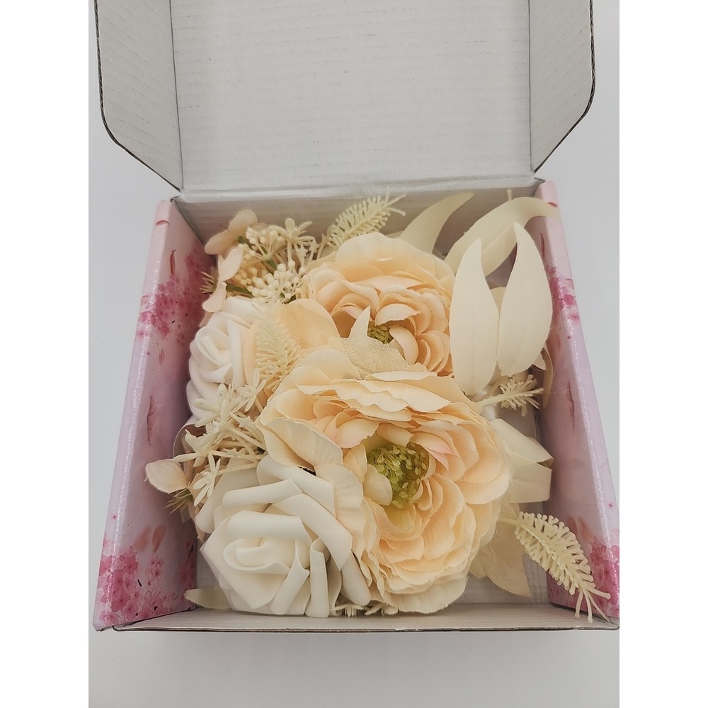 Bridesmaid Wedding Wrist Corsage for Prom White Hand Flower Bracelet for...